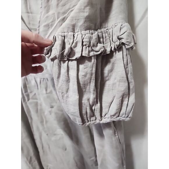 ZARA Embroidered Beaded Puff Sleeve Dress ,Large, Front Hidden Pockets - Picture 5 of 5